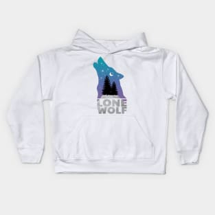 Howling wolf at the moon Kids Hoodie